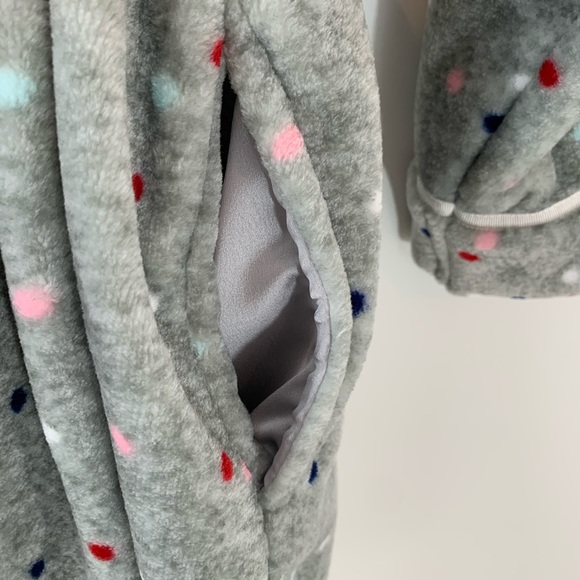 Kate spade Grey Multi Dot Fleece Tie Robe XS/S NWT - Picture 9 of 10